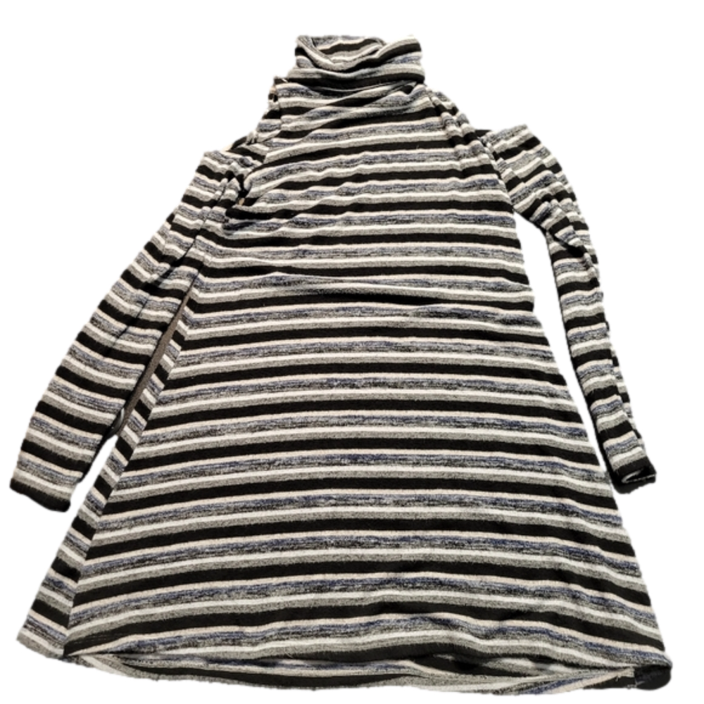 Soft & Sexy Cold Shoulder Dress or Tunic Blue Striped M